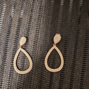 NADRI Gold Crystal Teardrop Drop Earrings - Women Jewelry